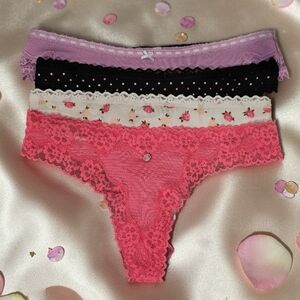 NWT Victoria's Secret Lace & Cotton  Panties-Pink, Black, Lavender, Floral-Small